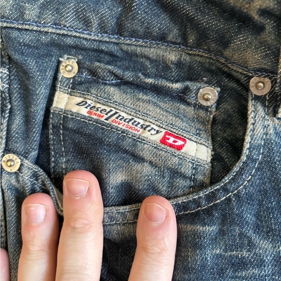 Diesel Blue Slim Straight Jeans with Vintage Fading - Picture 4 of 10